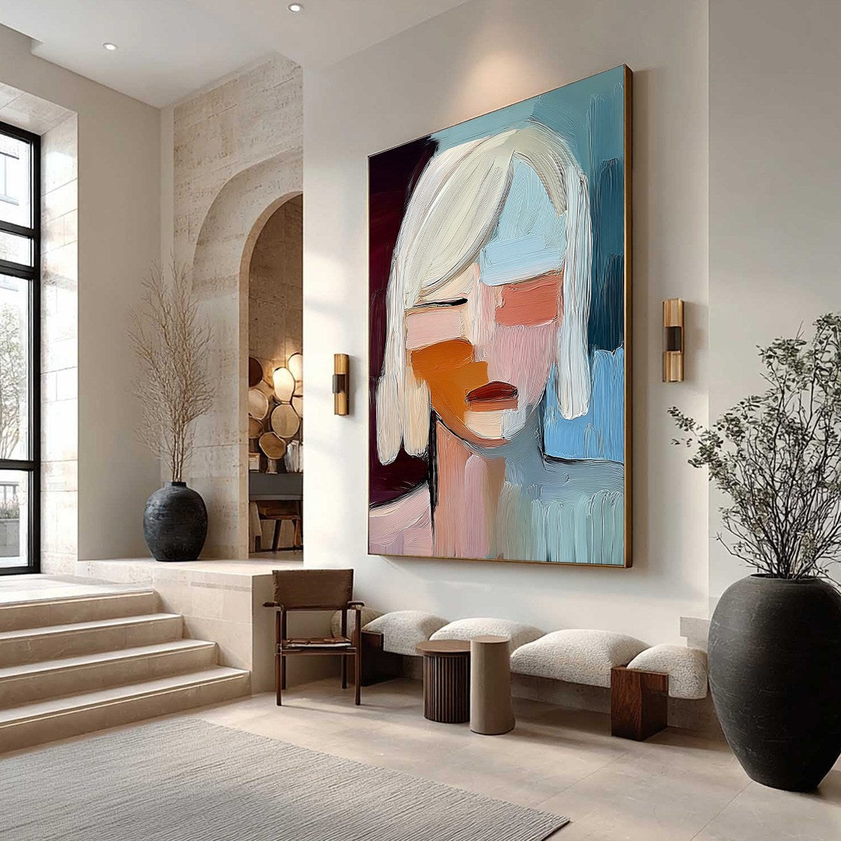 INWARD GAZE: Expressive Abstract Portrait Oil Painting with Textured Brushstrokes - Image 7