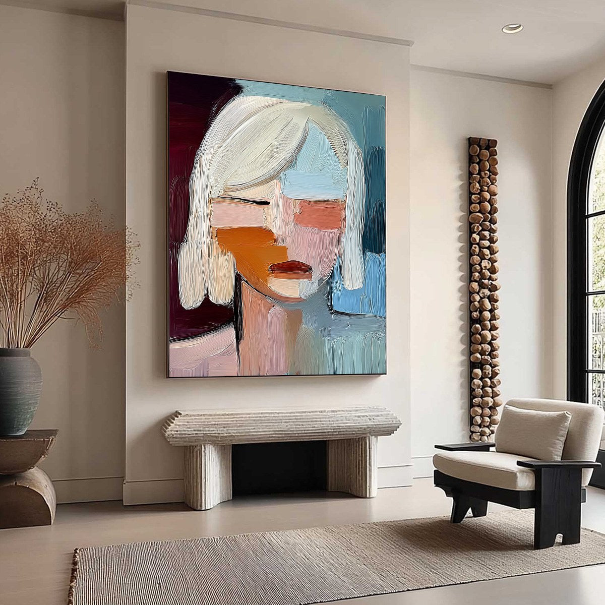 INWARD GAZE: Expressive Abstract Portrait Oil Painting with Textured Brushstrokes - Image 8