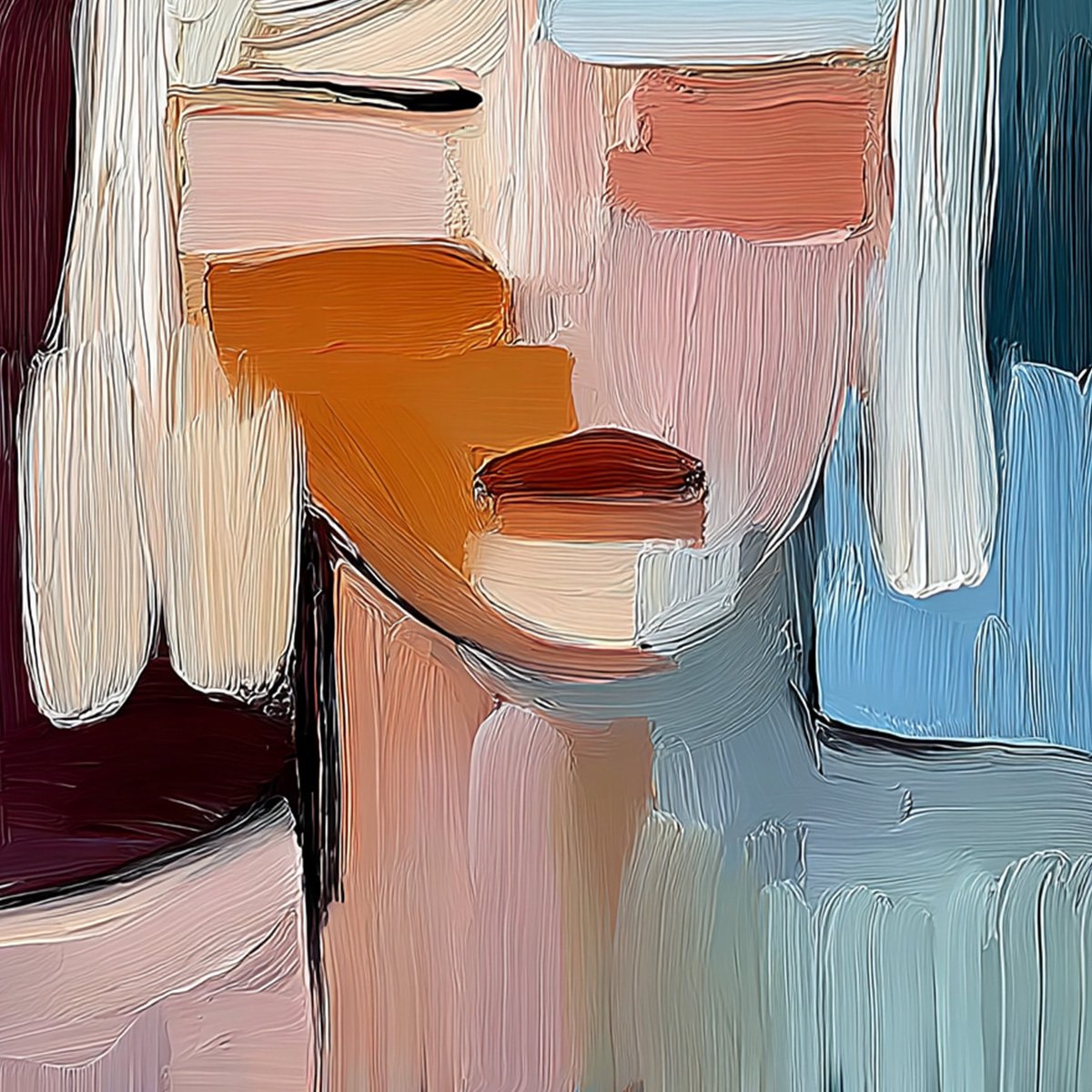 INWARD GAZE: Expressive Abstract Portrait Oil Painting with Textured Brushstrokes - Image 5
