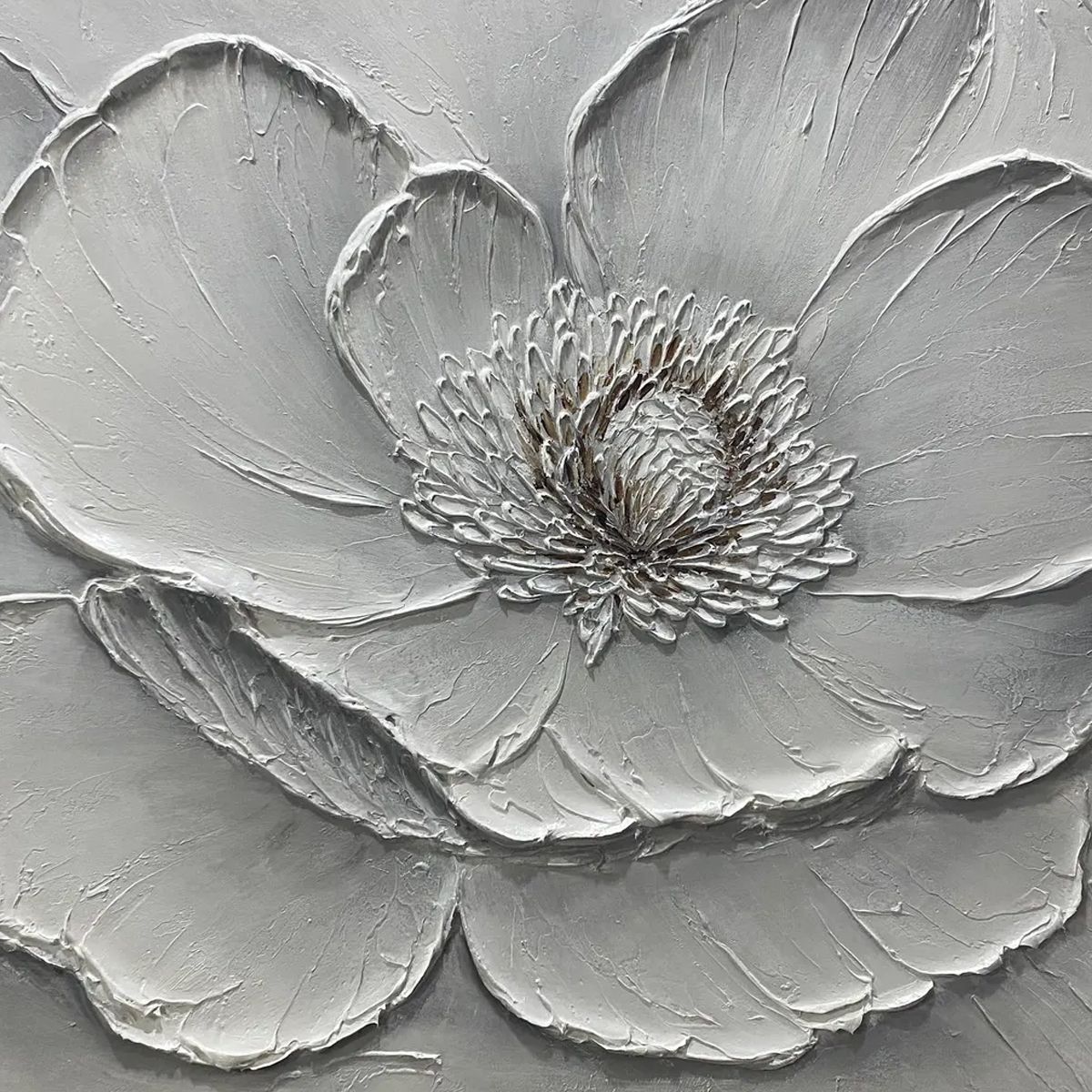 IVORY BLOOM: Minimalist Textured Floral Oil Painting - Image 6