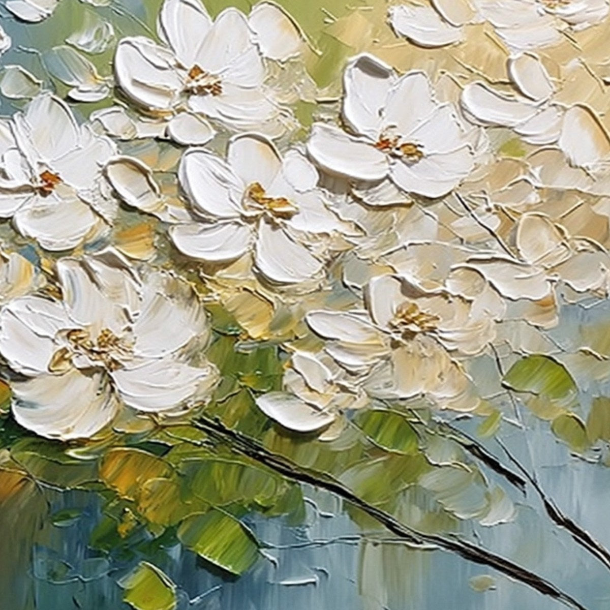 IVORY BLOOM: Textured White Floral Impasto Oil Paintinga - Image 5