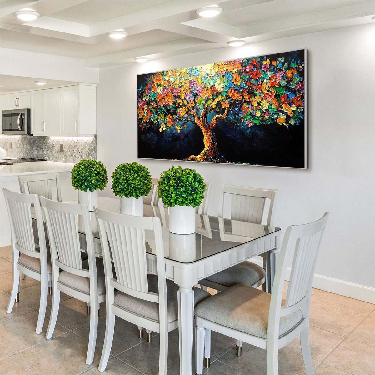 RAINBOW BLOOM: Impasto Palette Knife Floral Tree Painting - Image 7