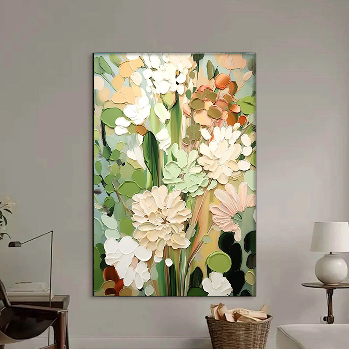 SERENE BLOSSOMS: Impressionist Floral Oil Painting - Image 4