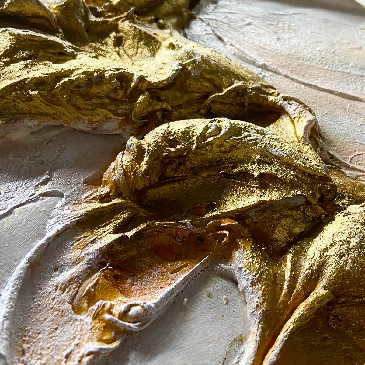 Ready to Ship | Jade Aurora: Abstract Gold-Green Impasto Oil Painting - Image 4