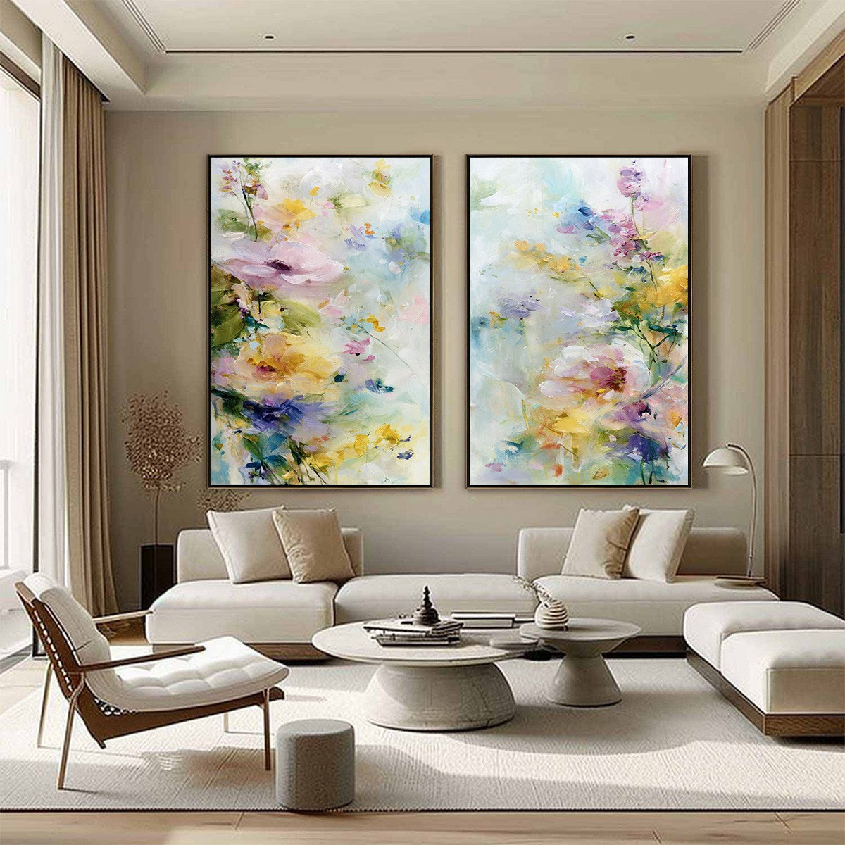 JARDIN SECRET: Impressionistic Abstract Floral Painting Set of 2 - Image 4