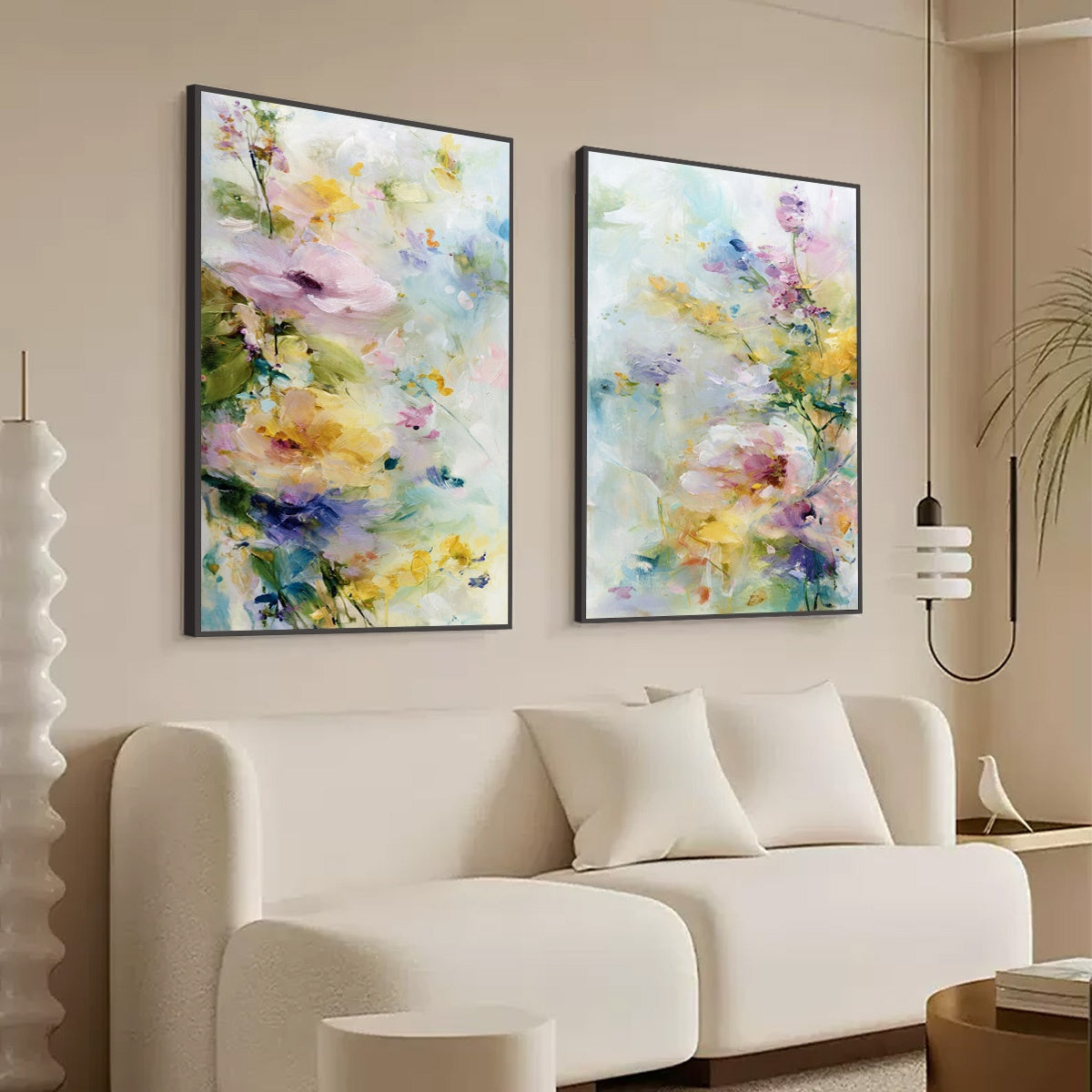 JARDIN SECRET: Impressionistic Abstract Floral Painting Set of 2 - Image 7