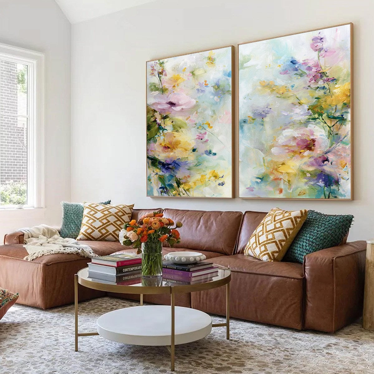 JARDIN SECRET: Impressionistic Abstract Floral Painting Set of 2 - Image 8