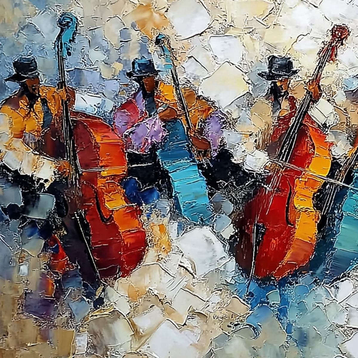 JAZZMEN'S JAM: Textured Impasto Painting of Musicians - Image 3
