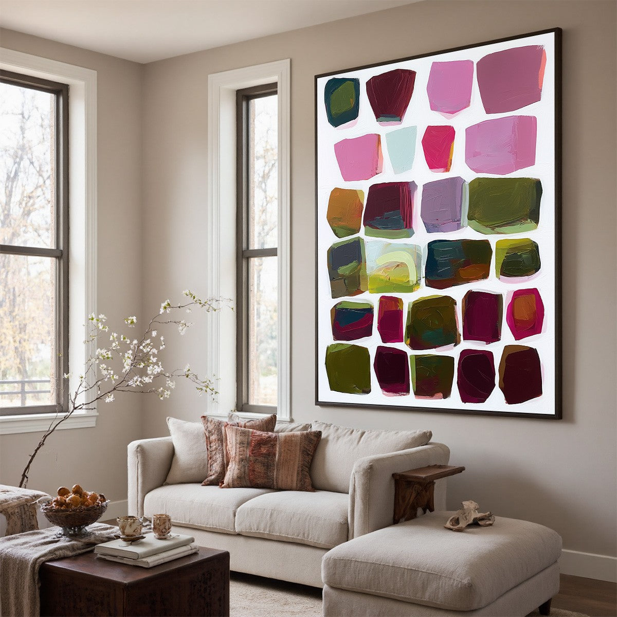 JEWEL TONES: Abstract Geometric Oil Painting - Image 3