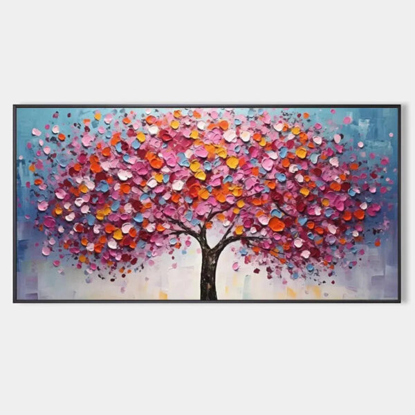 JEWEL TONES TREE: Textured Impasto Tree Painting in Vibrant Pink