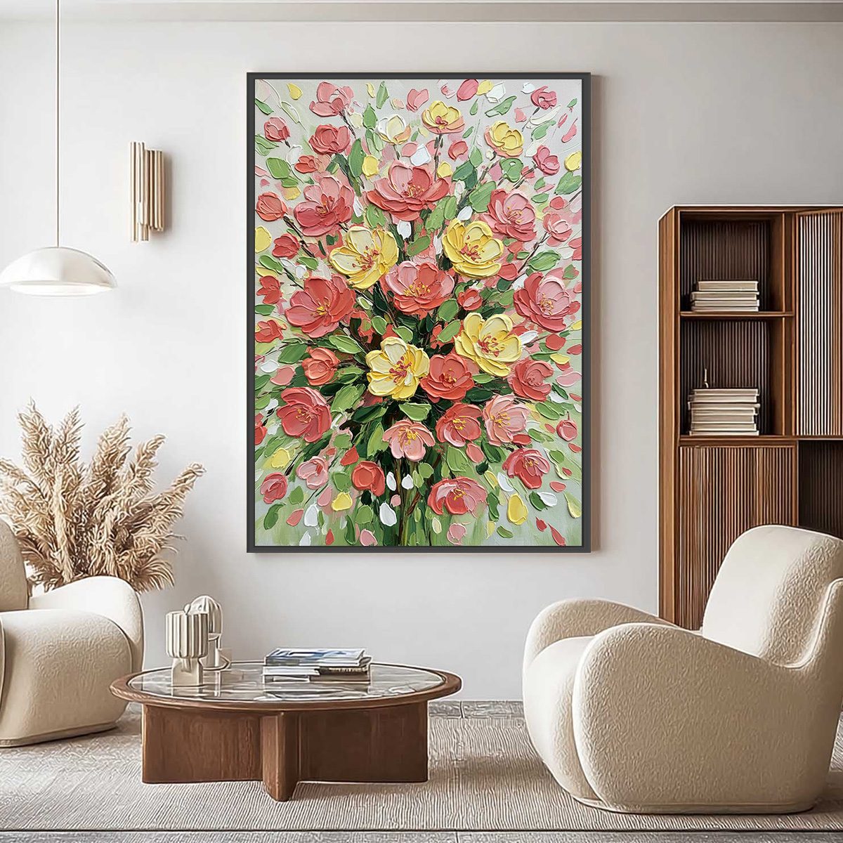 JOYFUL BLOOM: Textured Floral Impasto Oil Painting - Image 4