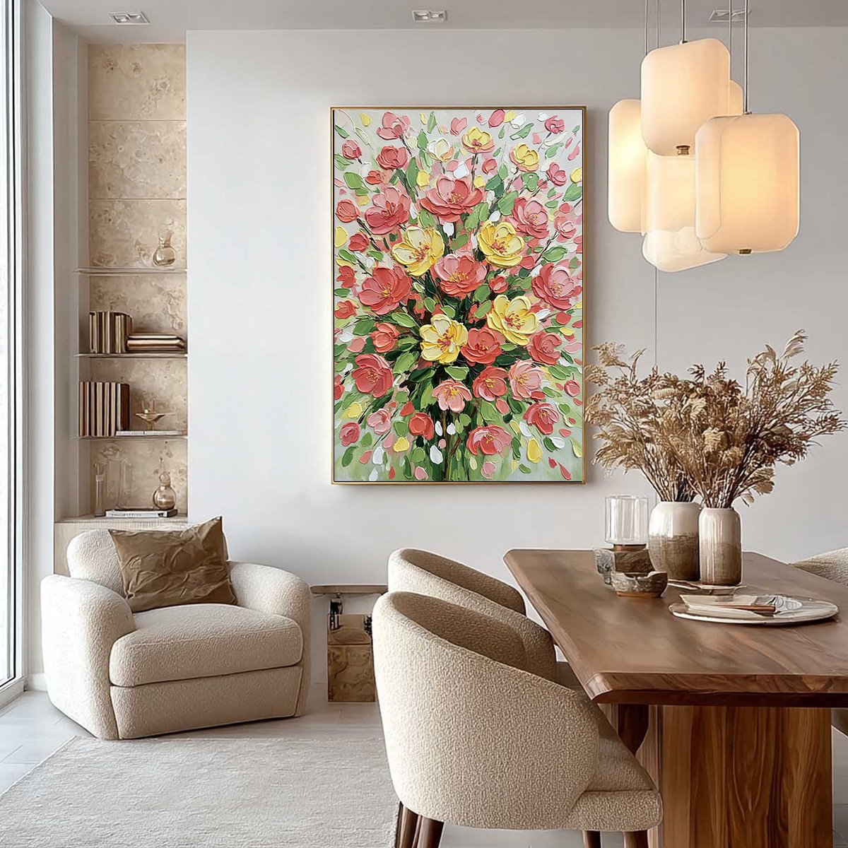 JOYFUL BLOOM: Textured Floral Impasto Oil Painting - Image 6