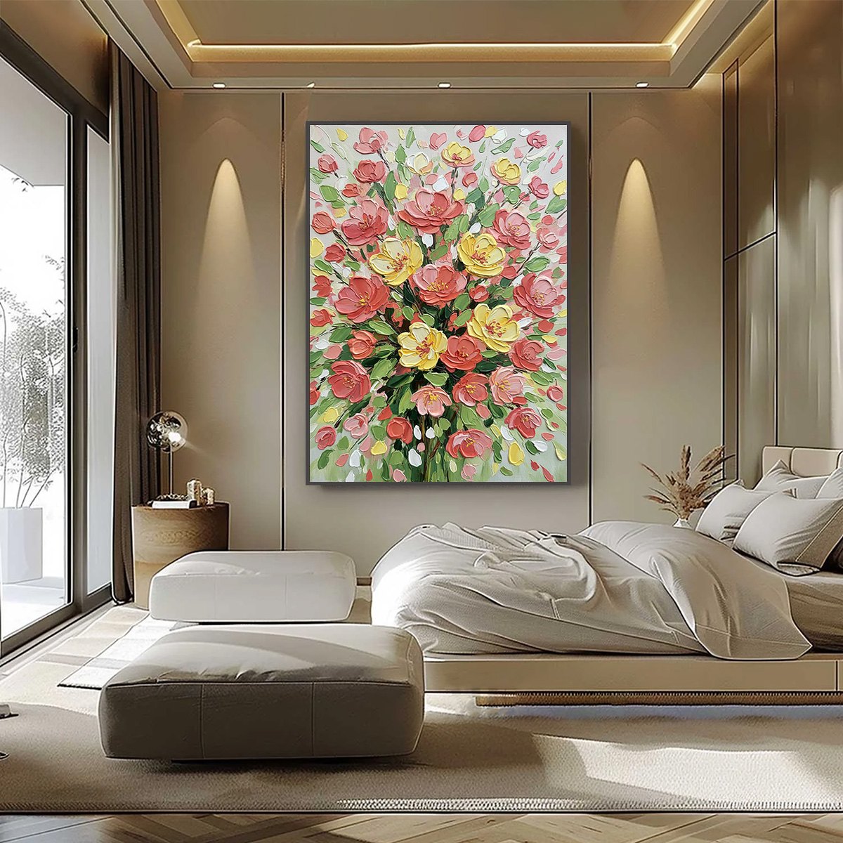 JOYFUL BLOOM: Textured Floral Impasto Oil Painting - Image 2