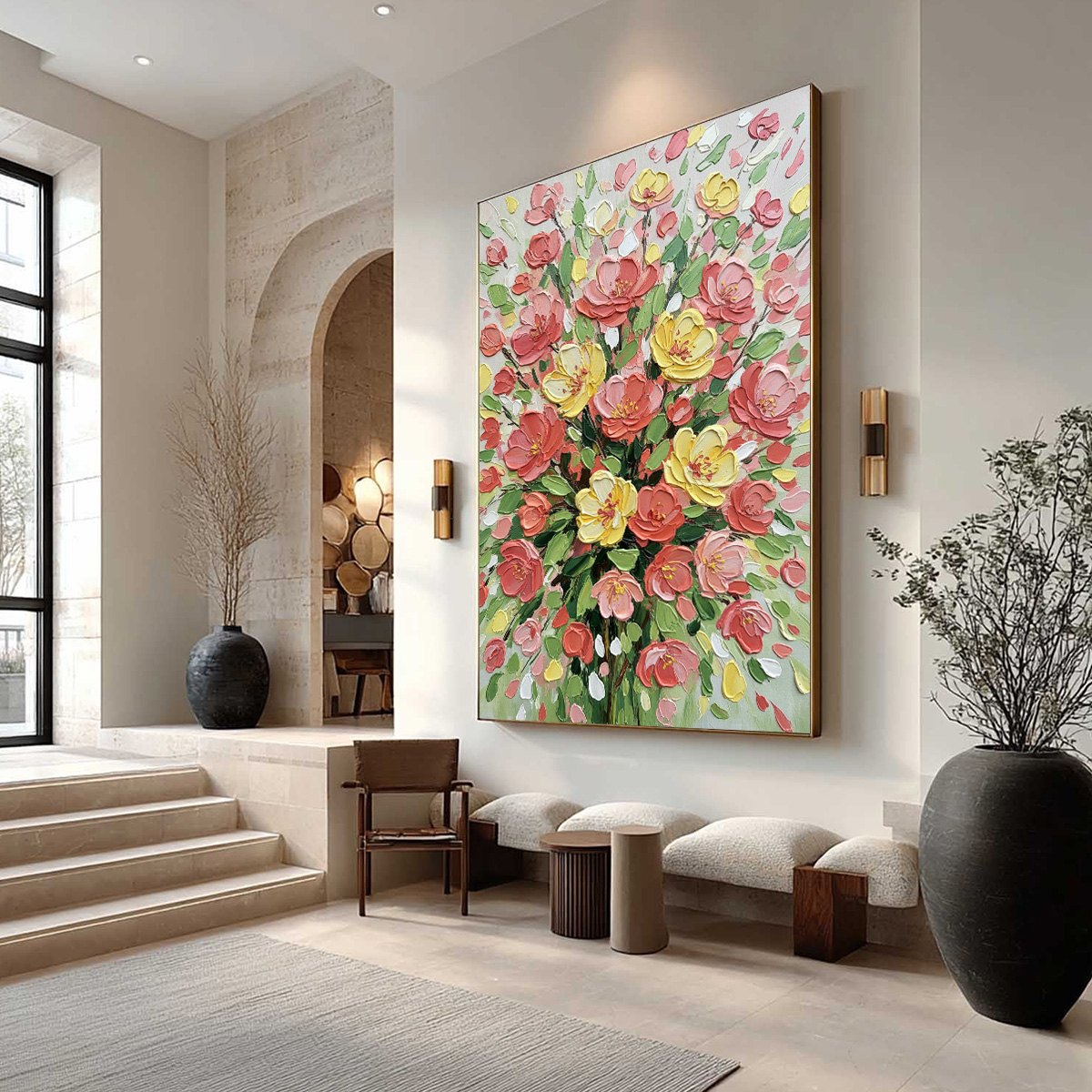 JOYFUL BLOOM: Textured Floral Impasto Oil Painting - Image 7