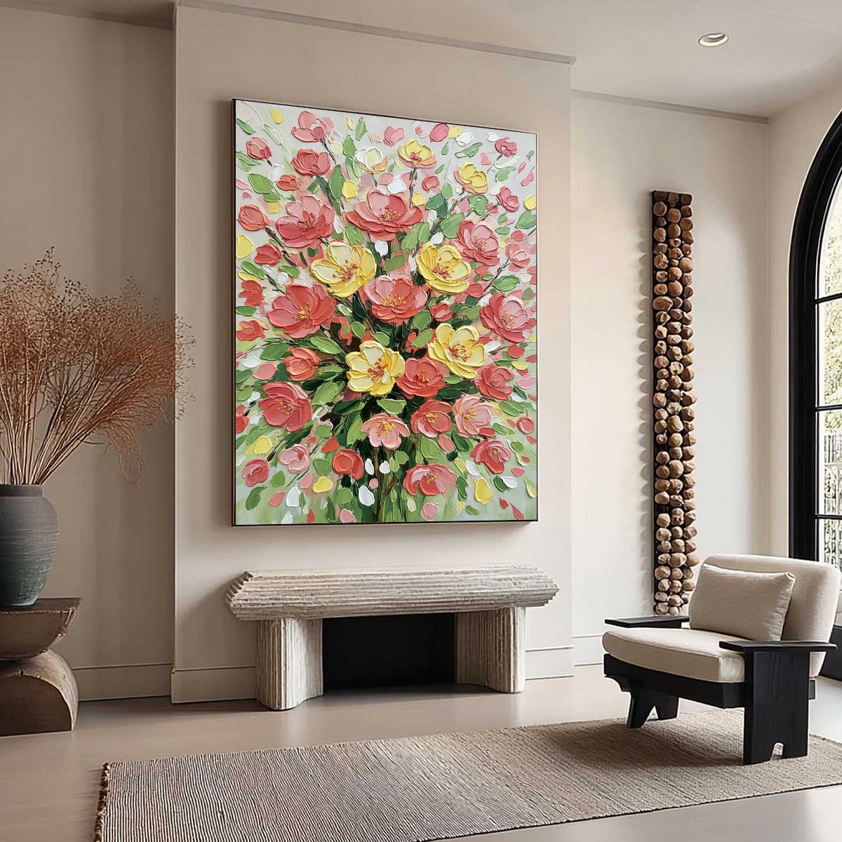 JOYFUL BLOOM: Textured Floral Impasto Oil Painting - Image 8