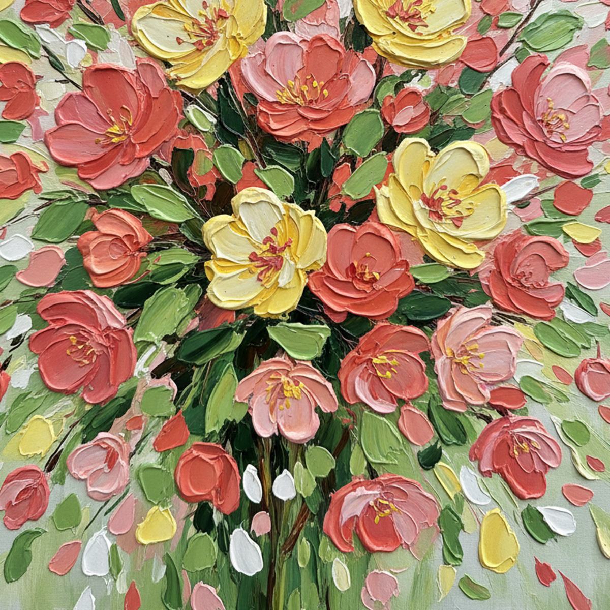 JOYFUL BLOOM: Textured Floral Impasto Oil Painting - Image 5