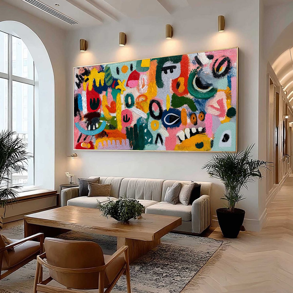JOYFUL CHAOS: Vibrant Large Horizontal Abstract Expressionist Wall Art - Image 7