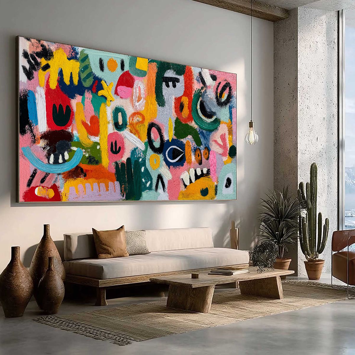 JOYFUL CHAOS: Vibrant Large Horizontal Abstract Expressionist Wall Art - Image 8