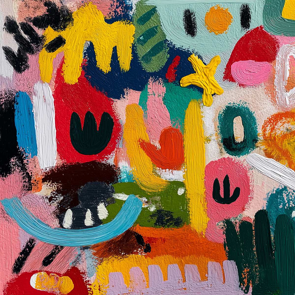 JOYFUL CHAOS: Vibrant Large Horizontal Abstract Expressionist Wall Art - Image 3