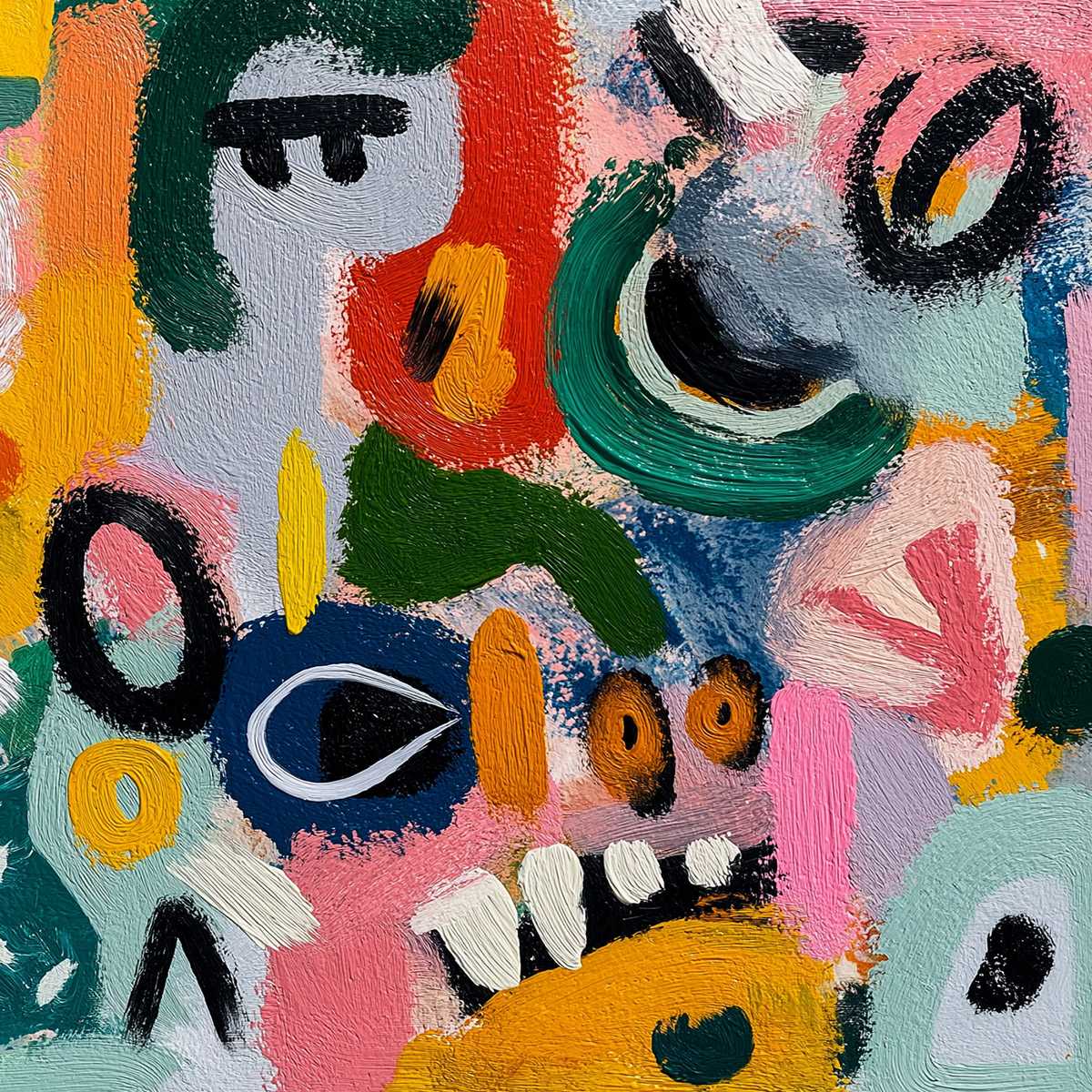 JOYFUL CHAOS: Vibrant Large Horizontal Abstract Expressionist Wall Art - Image 5