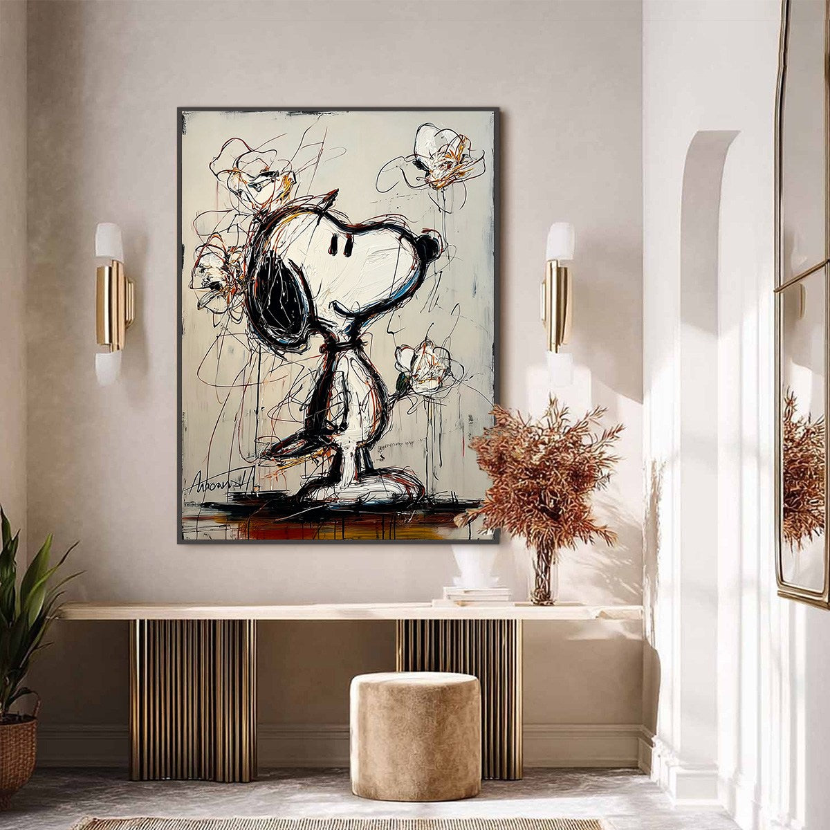 JOYFUL DAYDREAM: Expressive Pop Art Character Painting with Floral Accents - Image 2