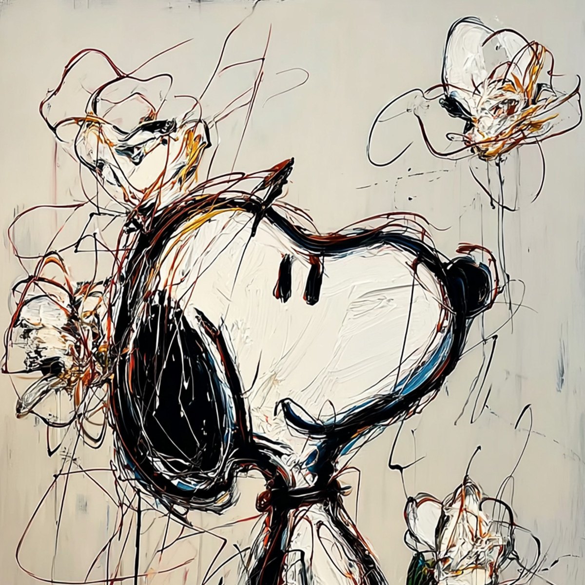 JOYFUL DAYDREAM: Expressive Pop Art Character Painting with Floral Accents - Image 3