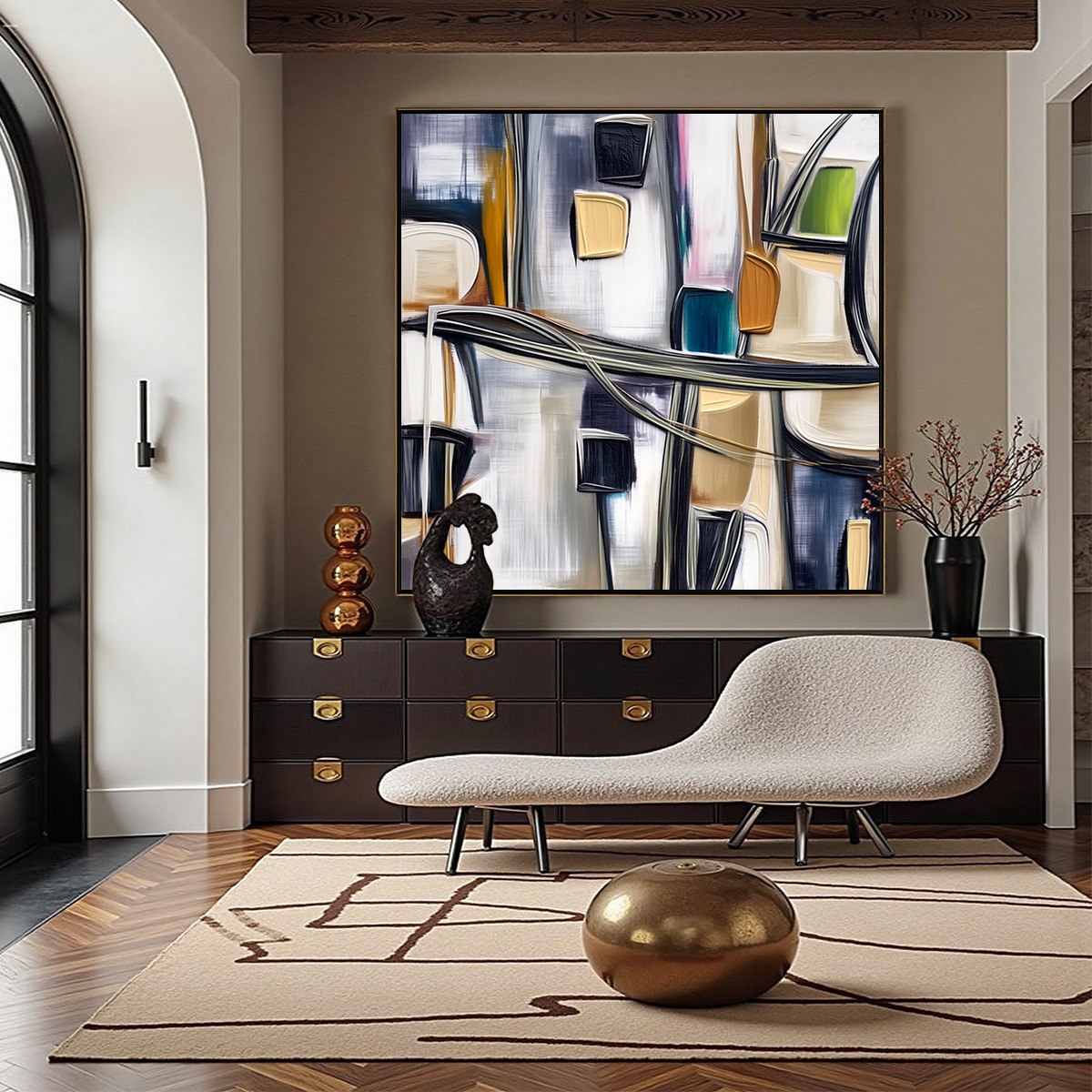JUNCTION: Modern Abstract Textured Square Wall Art Painting - Image 2