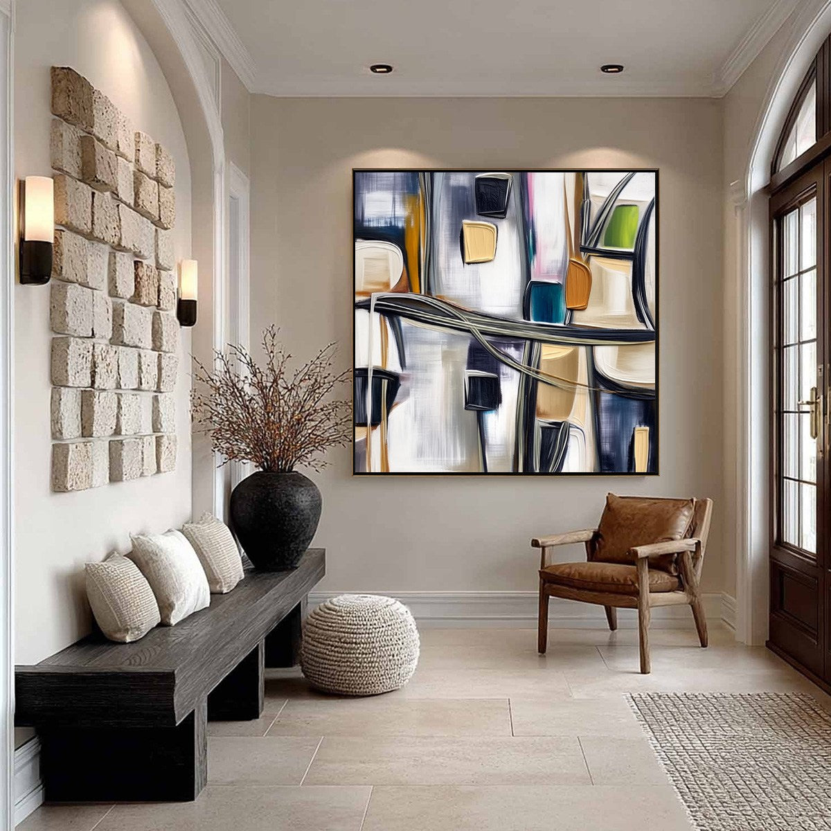 JUNCTION: Modern Abstract Textured Square Wall Art Painting - Image 4