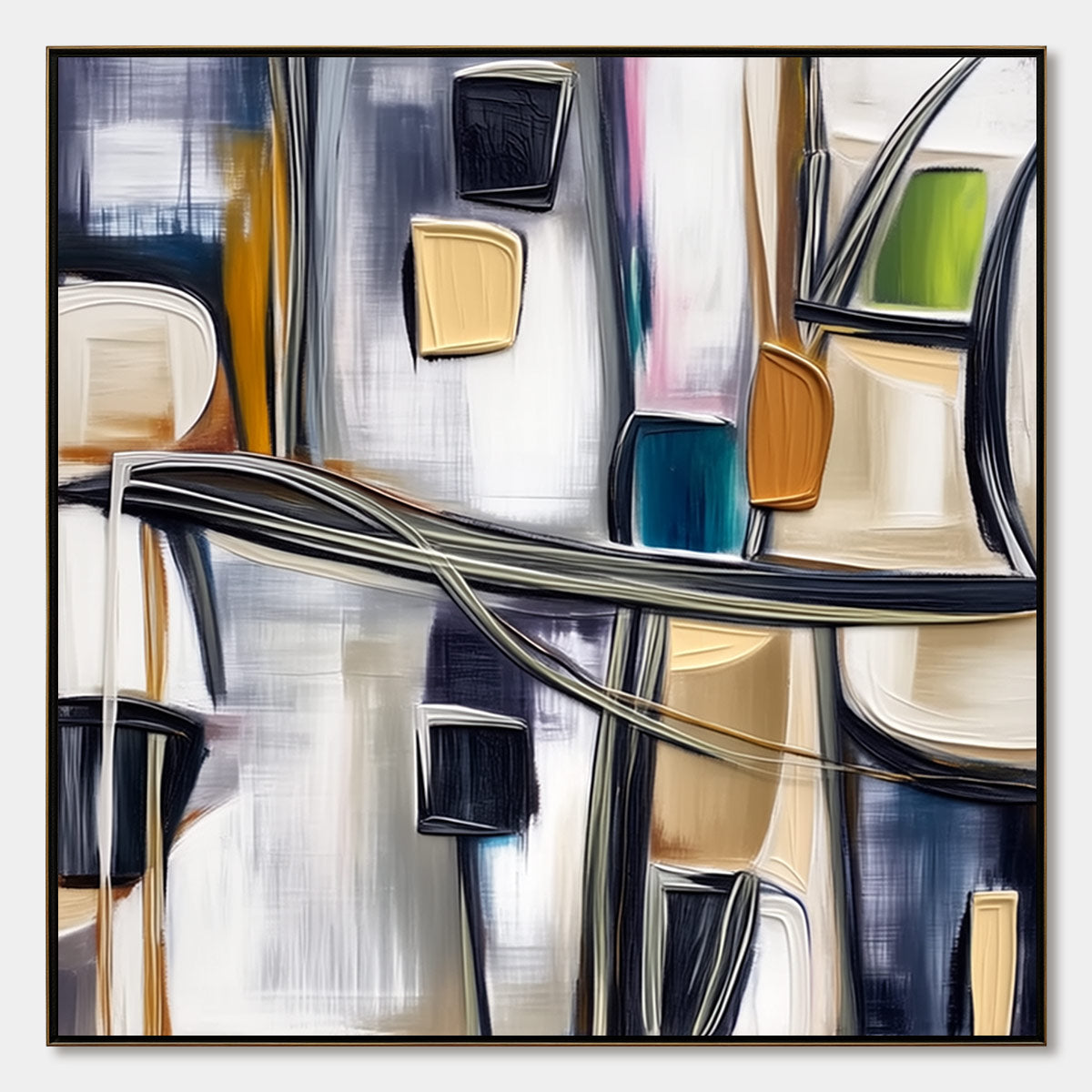 JUNCTION: Modern Abstract Textured Square Wall Art Painting