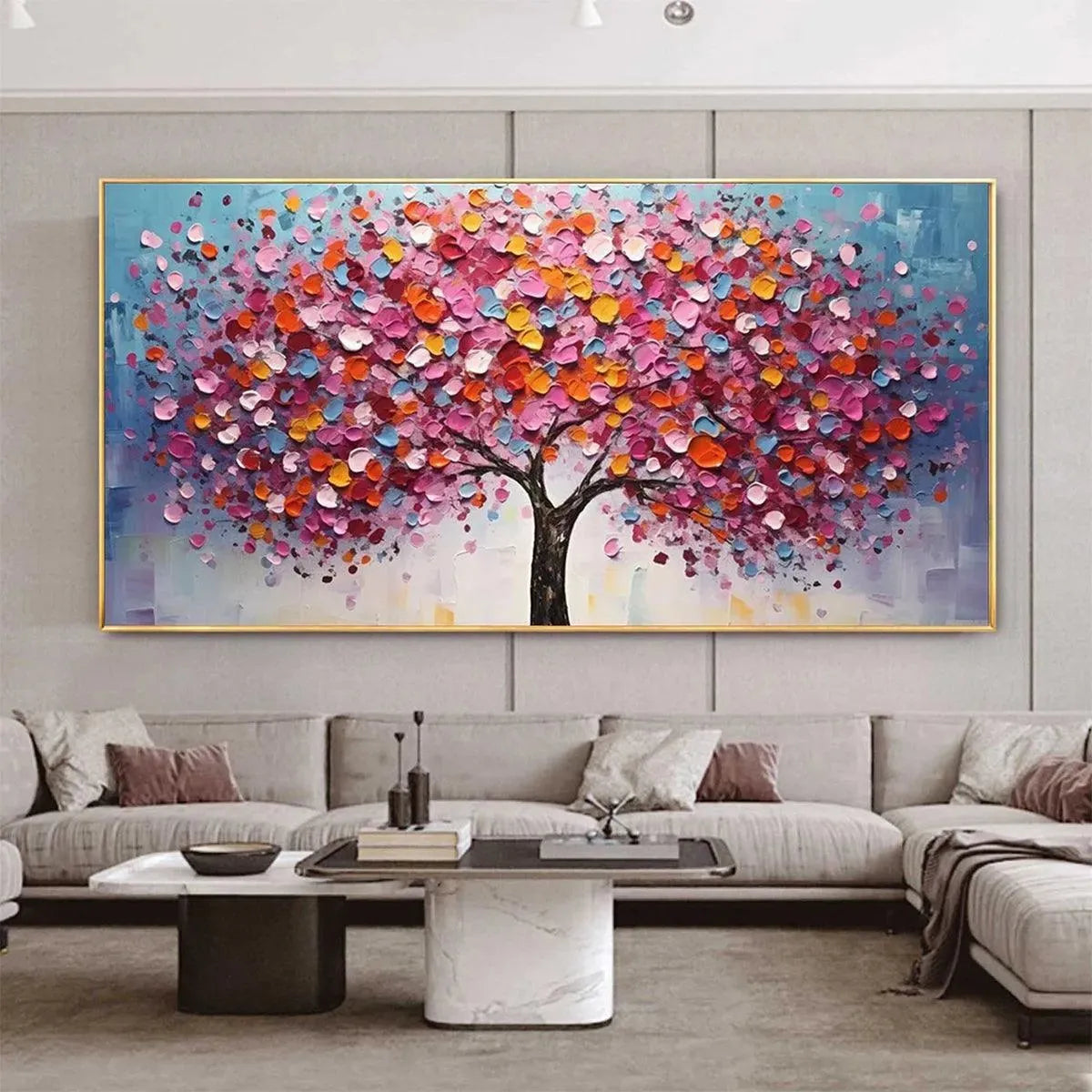 JEWEL TONES TREE: Textured Impasto Tree Painting in Vibrant Pink - Image 2