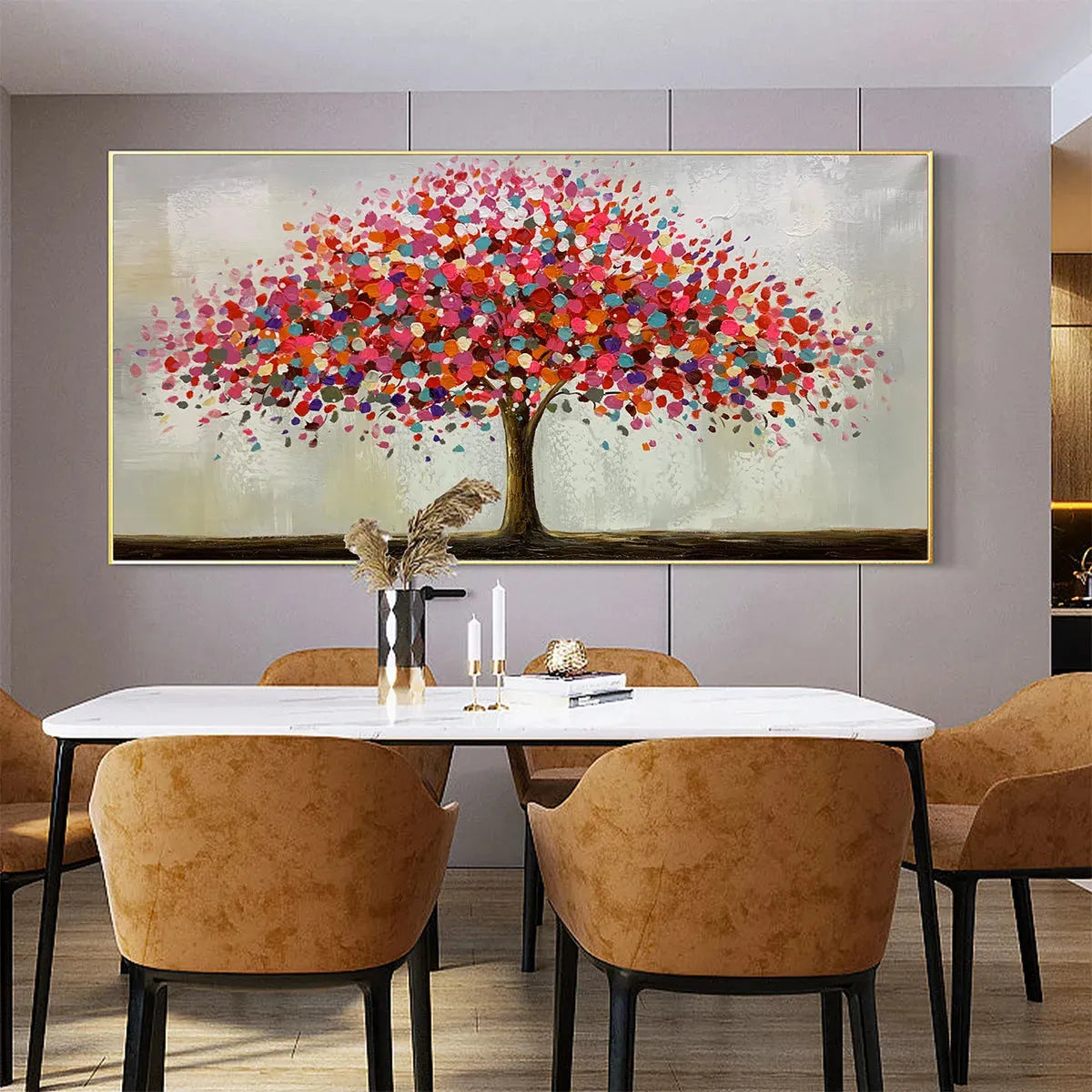JEWEL TREE: Colorful Abstract Tree Painting, Impasto Texture, Horizontal Canvas, Modern Wall Art - Image 6