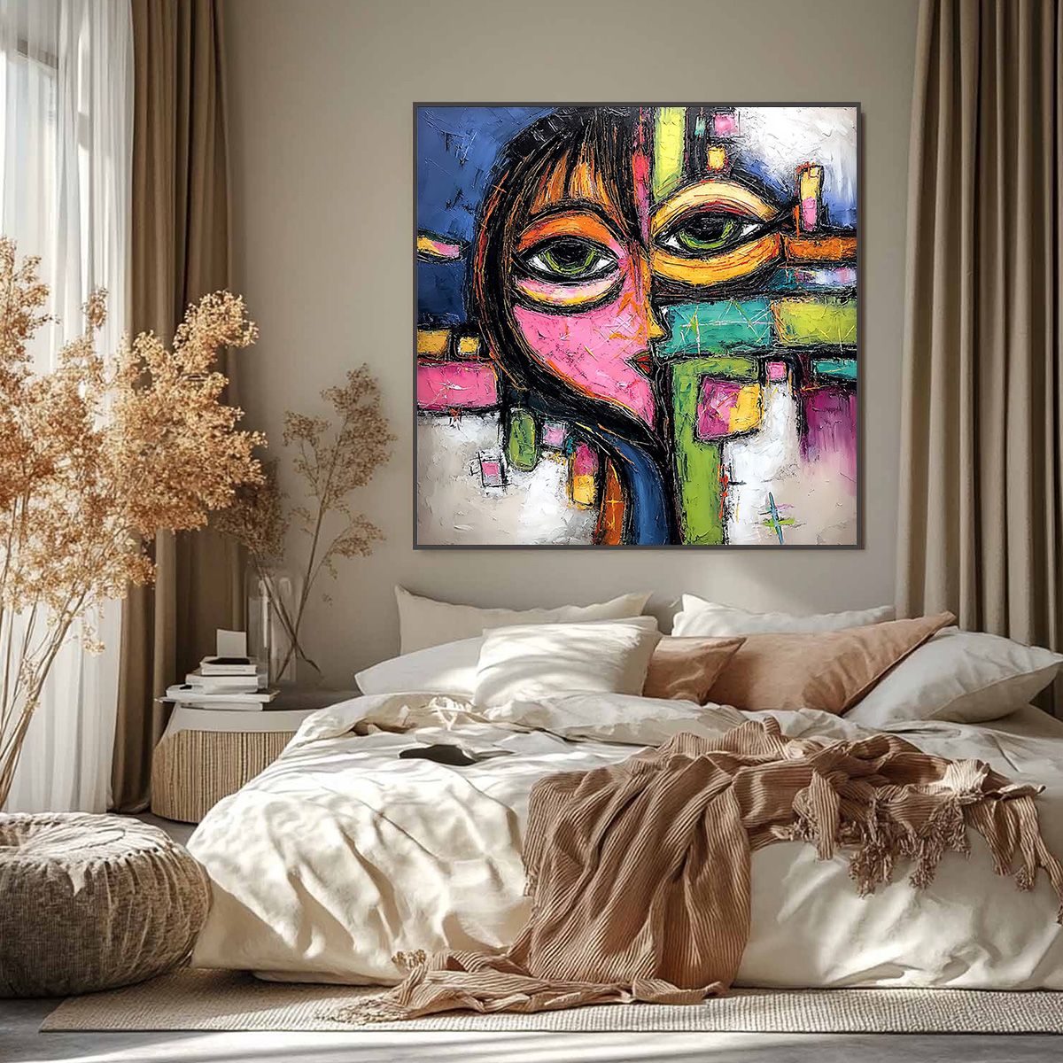 KALEIDOSCOPE GAZE: Colorful Abstract Portrait Impasto Oil Painting - Image 6