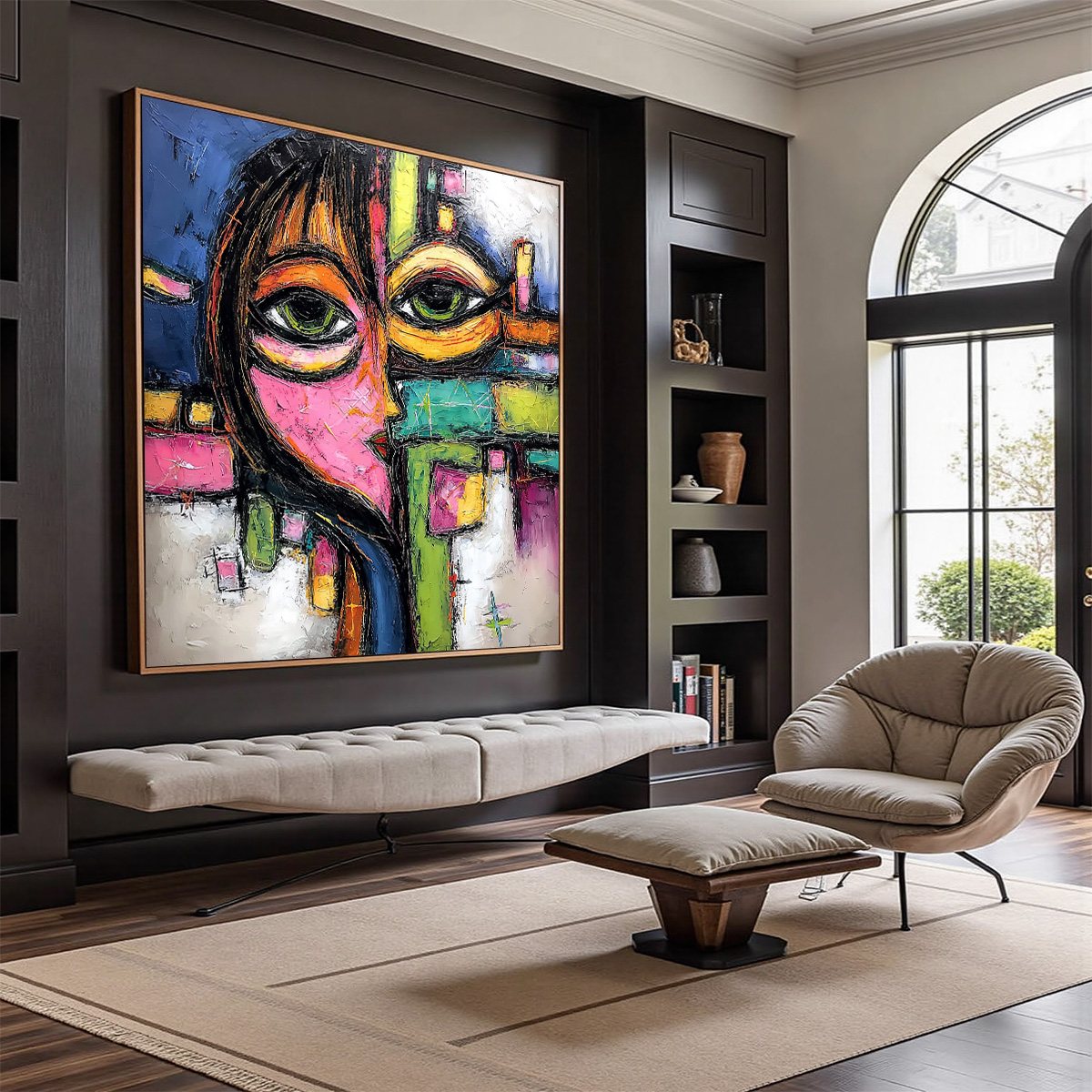 KALEIDOSCOPE GAZE: Colorful Abstract Portrait Impasto Oil Painting - Image 7