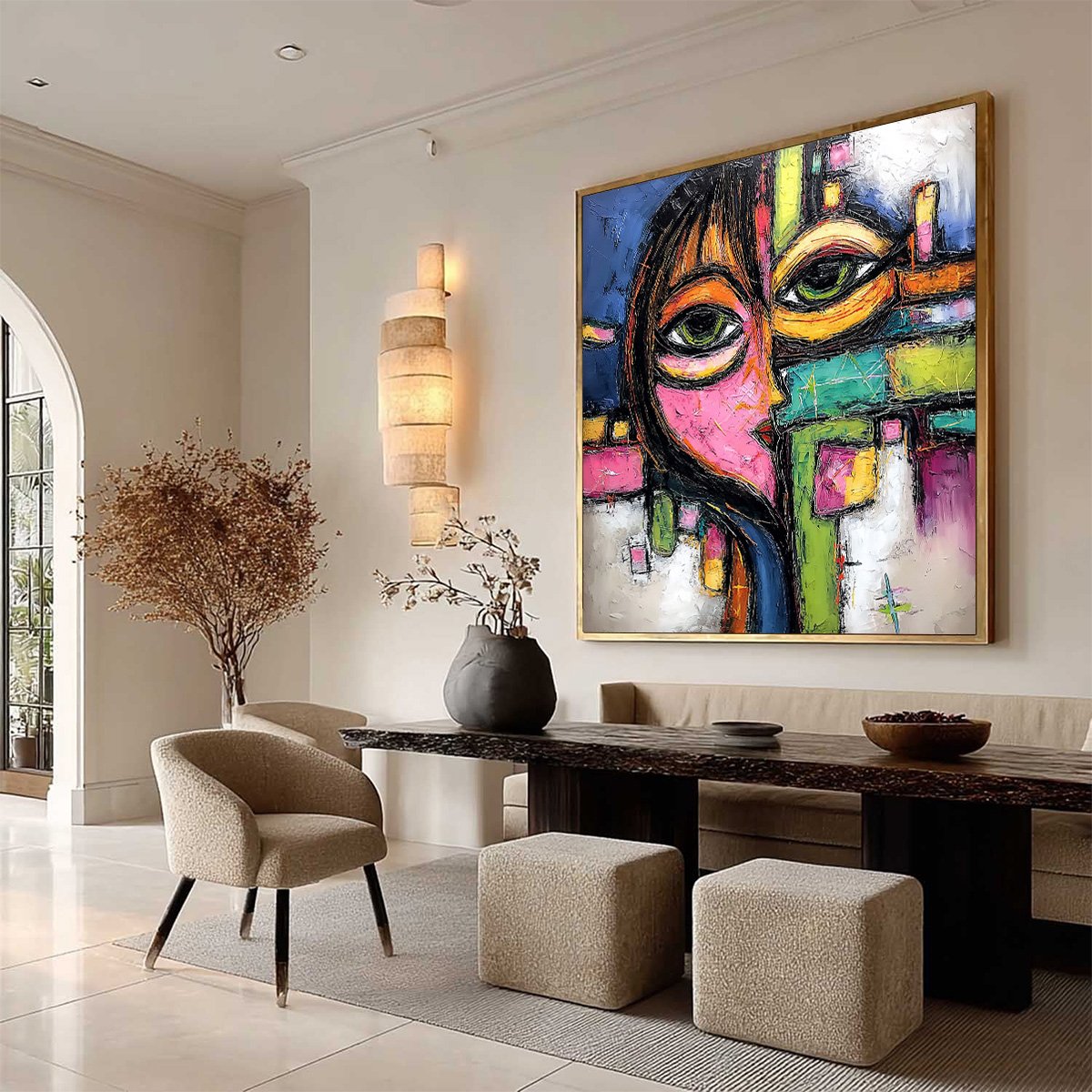KALEIDOSCOPE GAZE: Colorful Abstract Portrait Impasto Oil Painting - Image 8