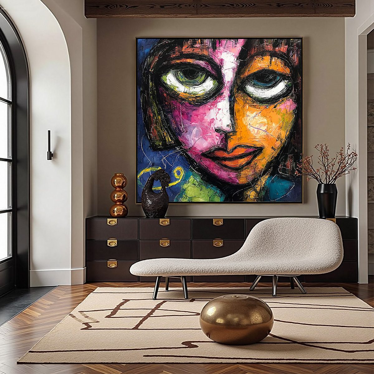 KALEIDOSCOPE SOUL: Colorful Abstract Impasto Portrait Oil Painting on Canvas - Image 2
