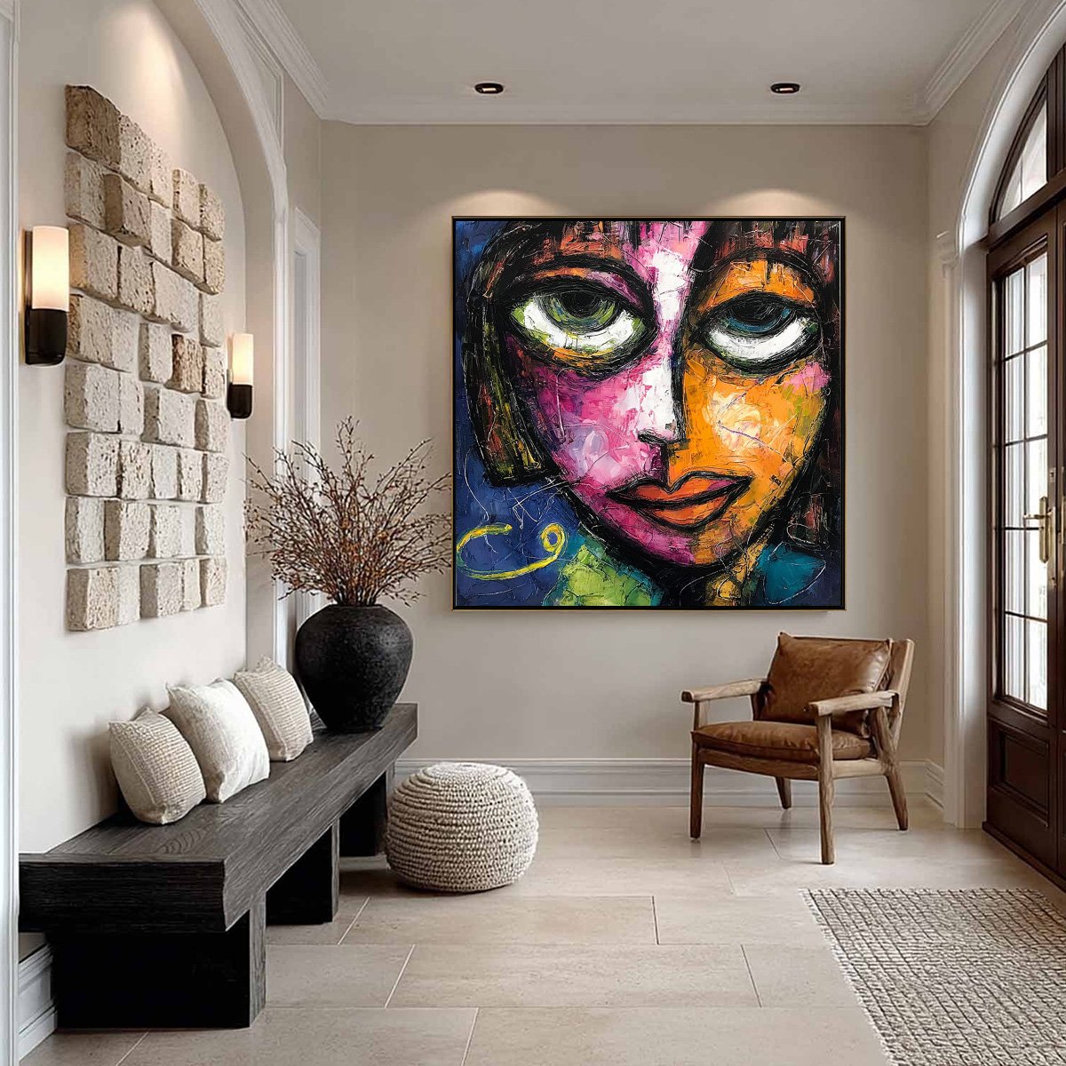 KALEIDOSCOPE SOUL: Colorful Abstract Impasto Portrait Oil Painting on Canvas - Image 4