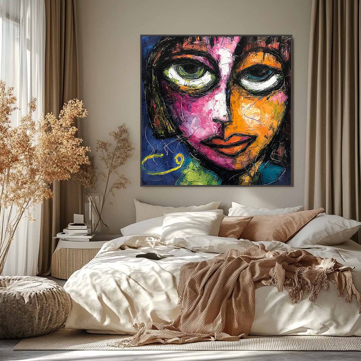 KALEIDOSCOPE SOUL: Colorful Abstract Impasto Portrait Oil Painting on Canvas - Image 6