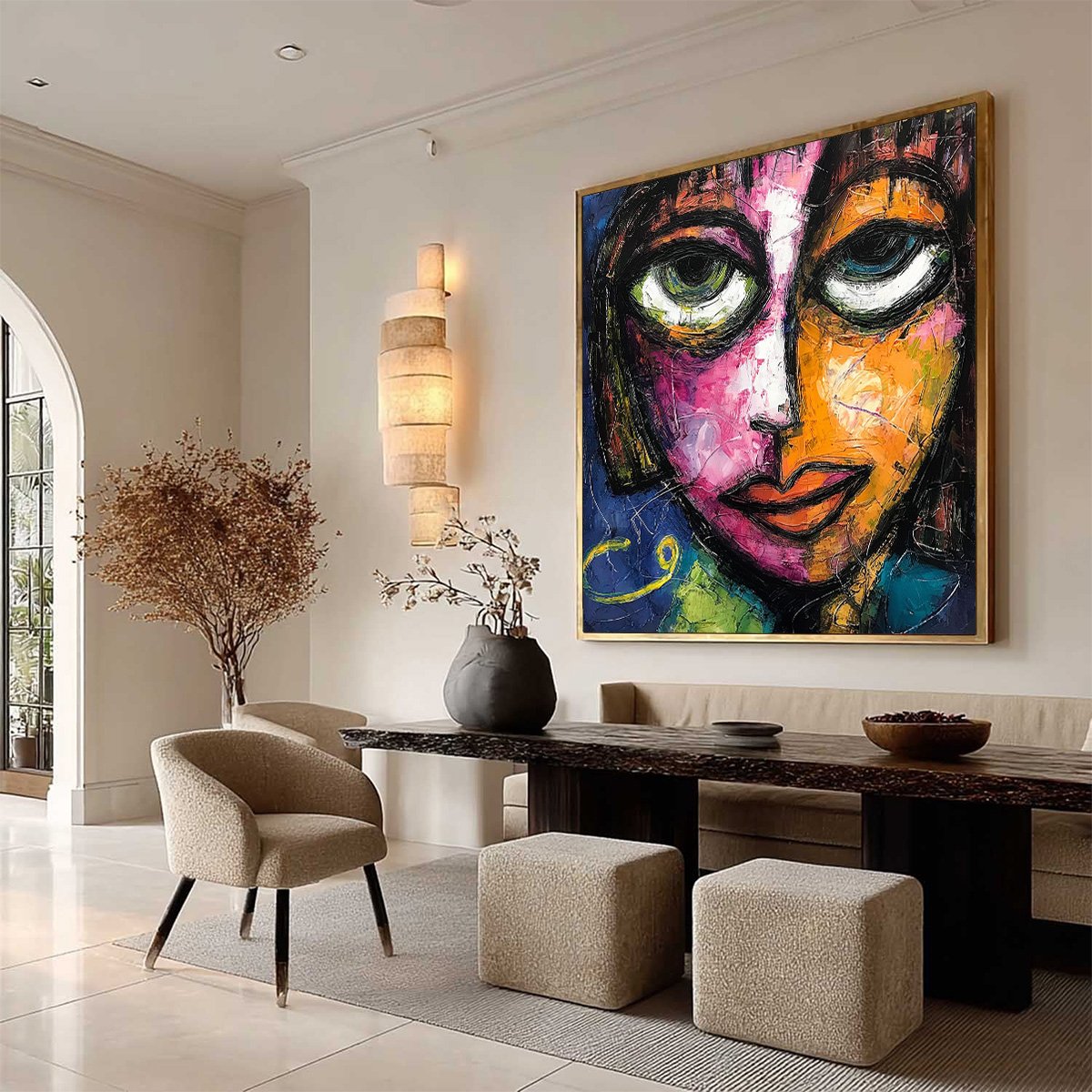 KALEIDOSCOPE SOUL: Colorful Abstract Impasto Portrait Oil Painting on Canvas - Image 8