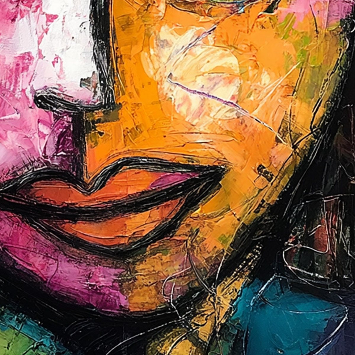 KALEIDOSCOPE SOUL: Colorful Abstract Impasto Portrait Oil Painting on Canvas - Image 5