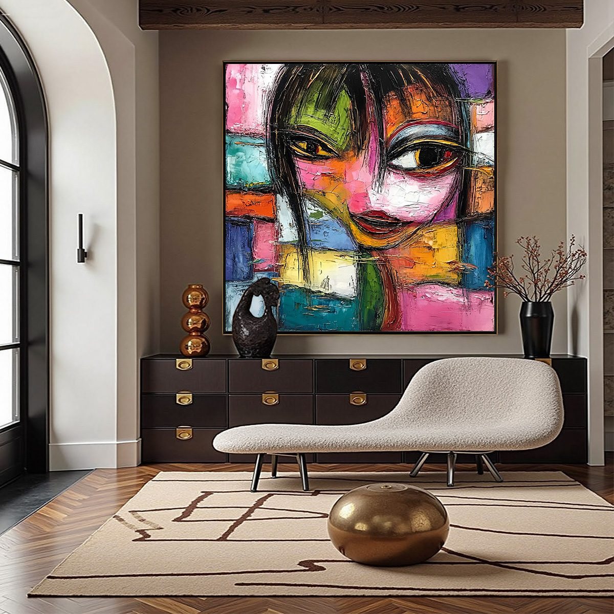 KALEIDOSCOPE SOUL: Colorful Abstract Impasto Portrait Oil Painting - Image 2