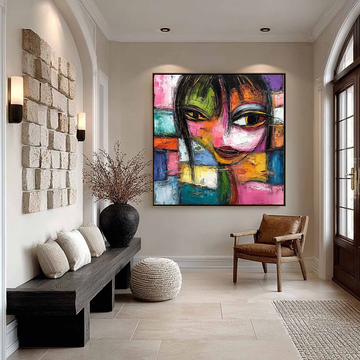 KALEIDOSCOPE SOUL: Colorful Abstract Impasto Portrait Oil Painting - Image 4