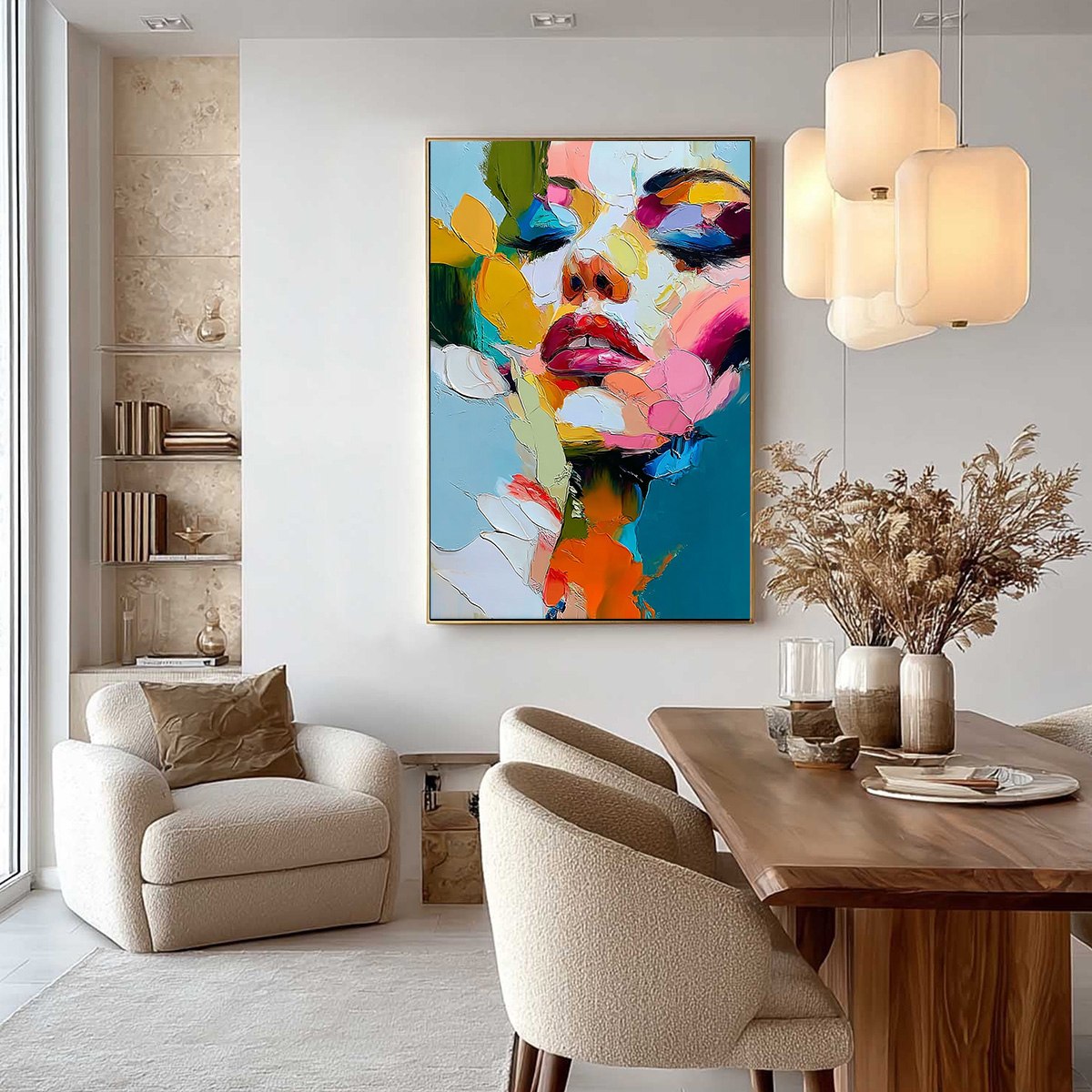 KALEIDOSCOPE SOUL: Colorful Abstract Impasto Portrait Oil Painting - Image 2