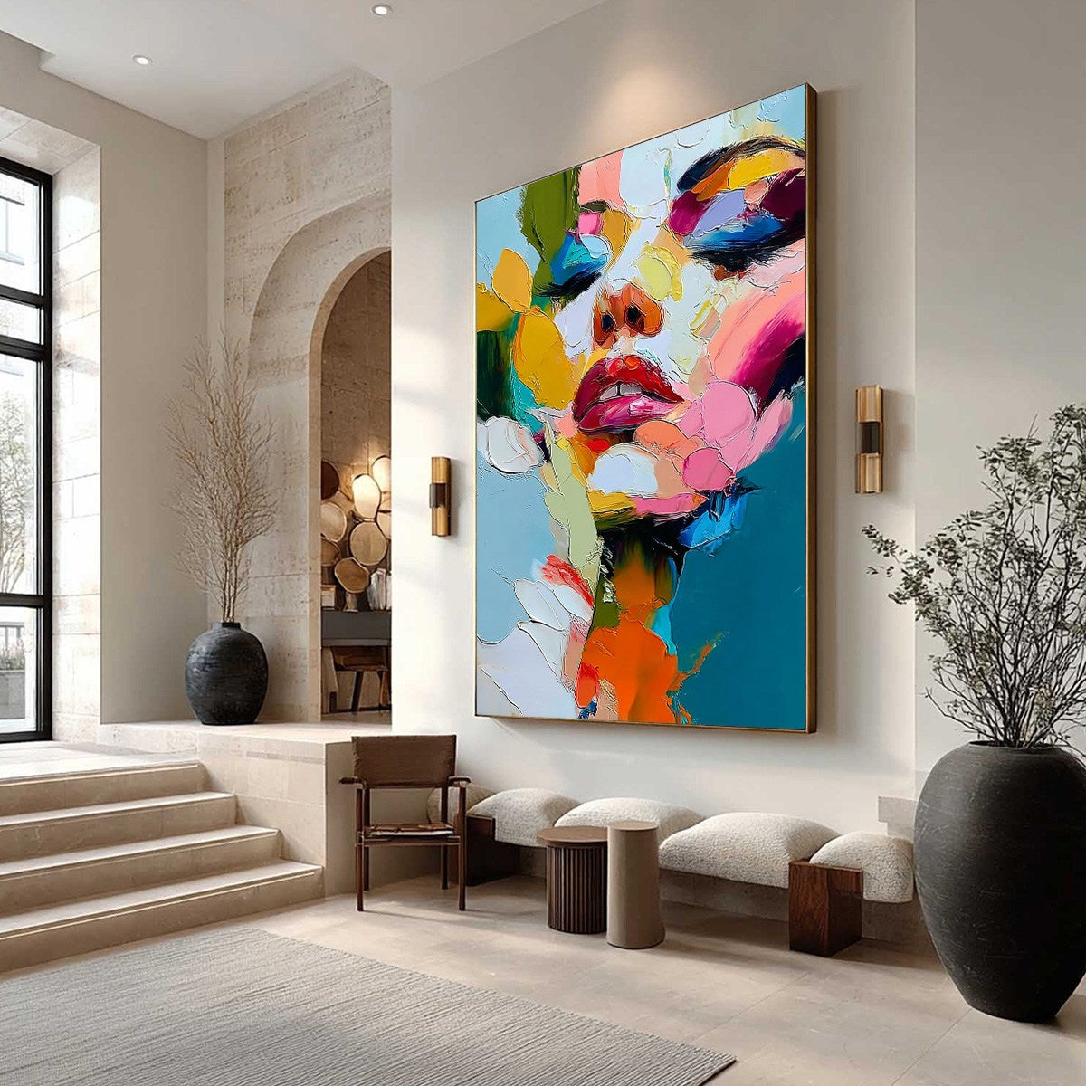 KALEIDOSCOPE SOUL: Colorful Abstract Impasto Portrait Oil Painting - Image 7