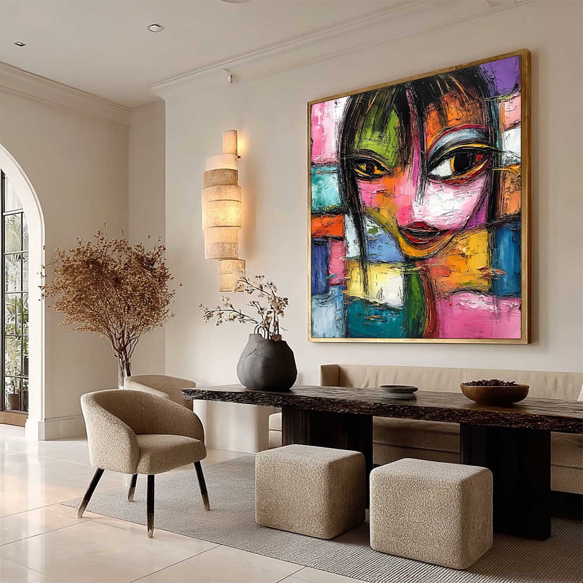 KALEIDOSCOPE SOUL: Colorful Abstract Impasto Portrait Oil Painting - Image 8