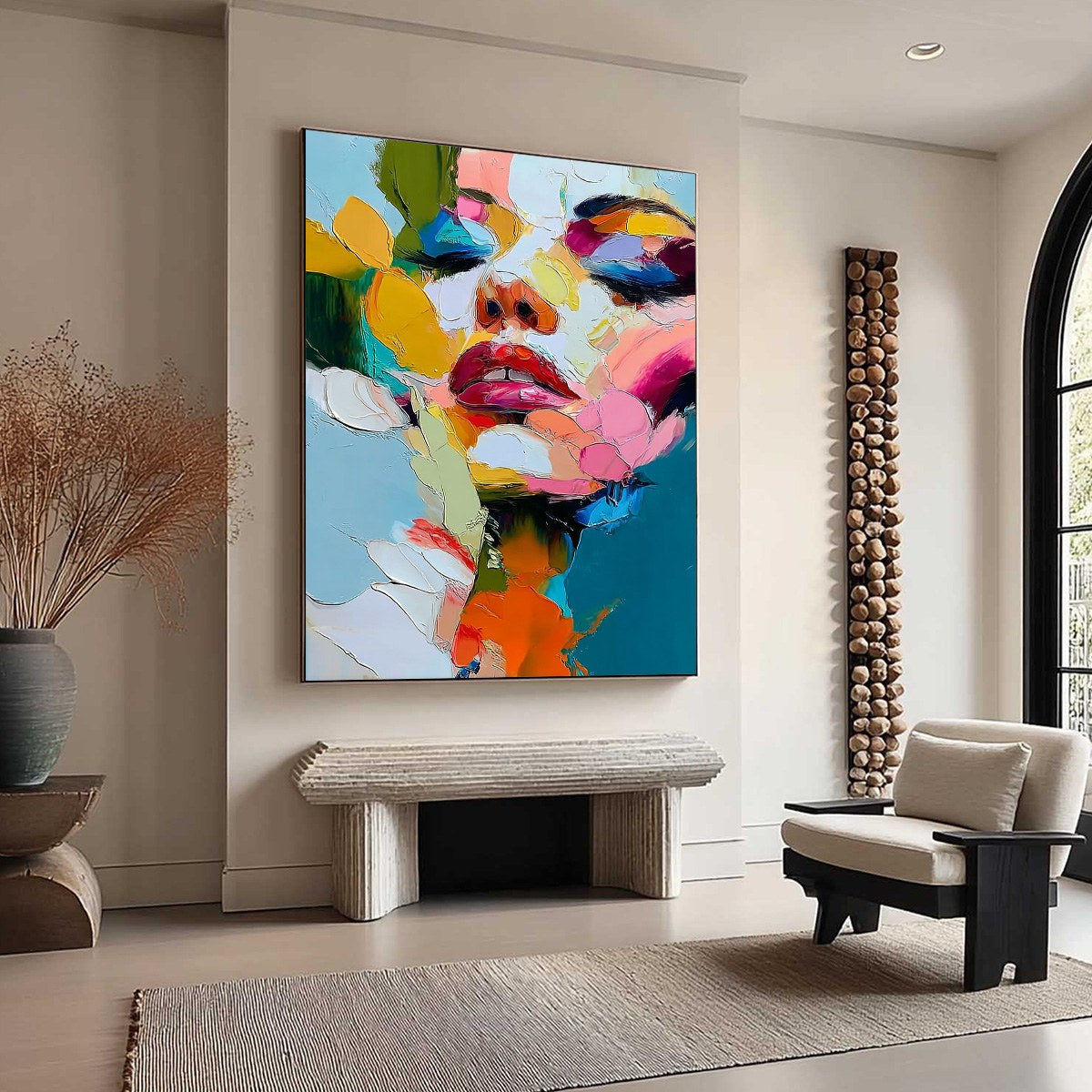 KALEIDOSCOPE SOUL: Colorful Abstract Impasto Portrait Oil Painting - Image 8