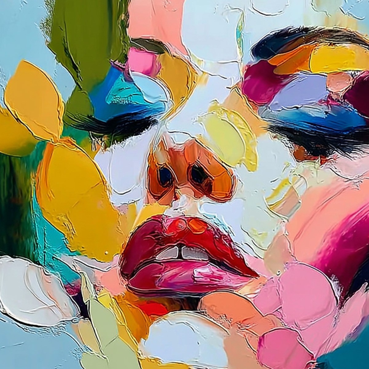 KALEIDOSCOPE SOUL: Colorful Abstract Impasto Portrait Oil Painting - Image 5