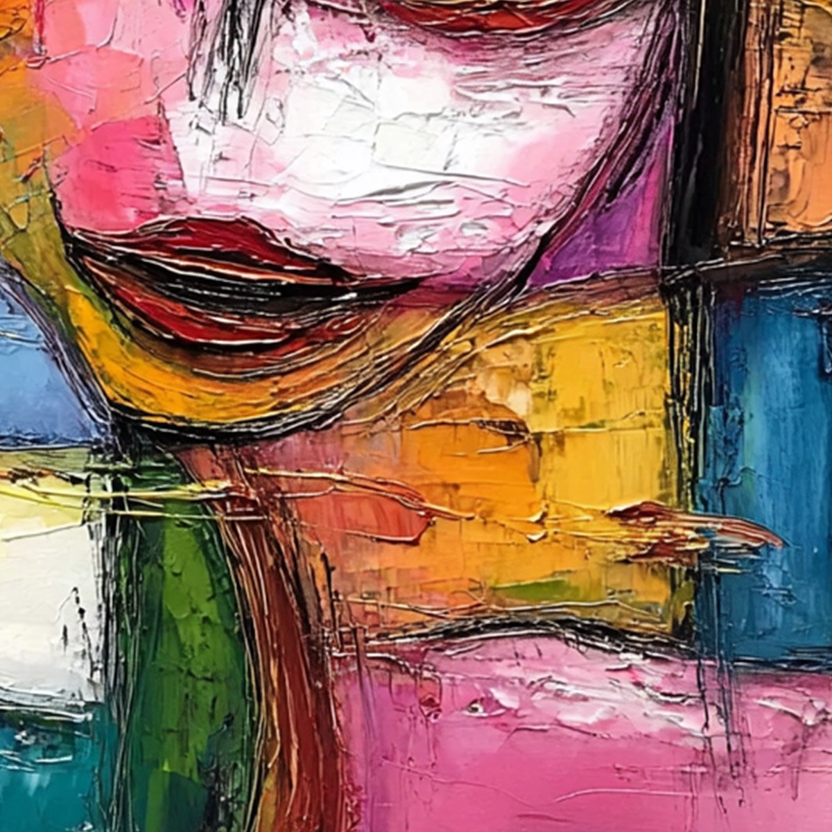 KALEIDOSCOPE SOUL: Colorful Abstract Impasto Portrait Oil Painting - Image 5