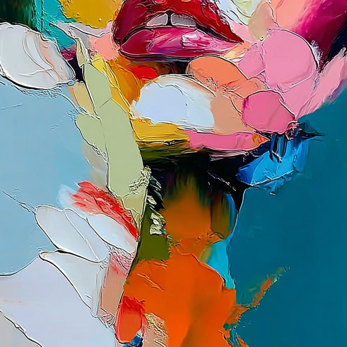 KALEIDOSCOPE SOUL: Colorful Abstract Impasto Portrait Oil Painting - Image 3