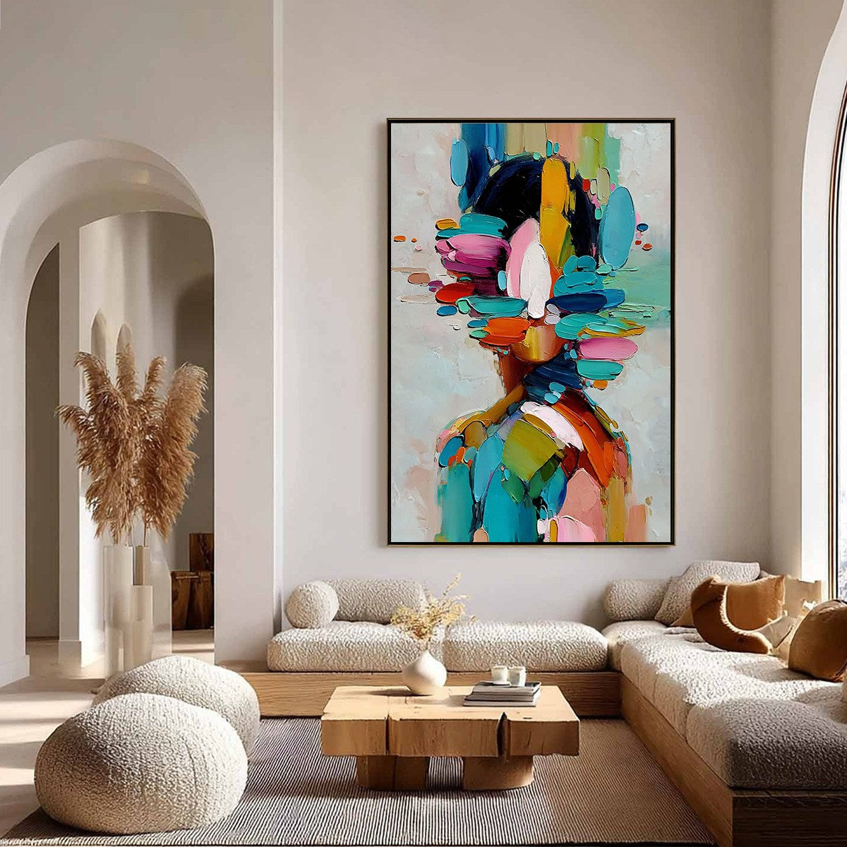 KALEIDOSCOPE SOUL: Colorful Abstract Portrait Impasto Style Wall Art - Image 4