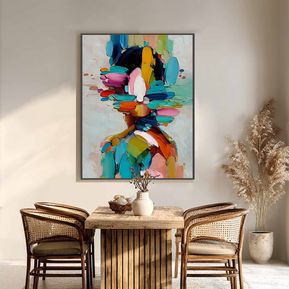 KALEIDOSCOPE SOUL: Colorful Abstract Portrait Impasto Style Wall Art - Image 6